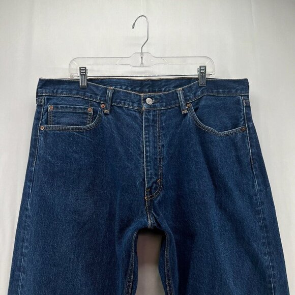 LEVI'S Jeans Mens 40x30 505 Regular Fit Straight Leg Dark Washed Denim Blue - Picture 3 of 10